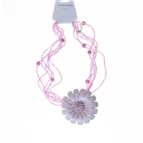 Pink blomsterhalskæde fra Fashion Jewelry (str. 40 cm)