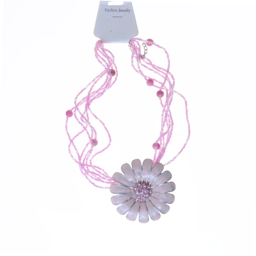 Pink blomsterhalskæde fra Fashion Jewelry (str. 40 cm)