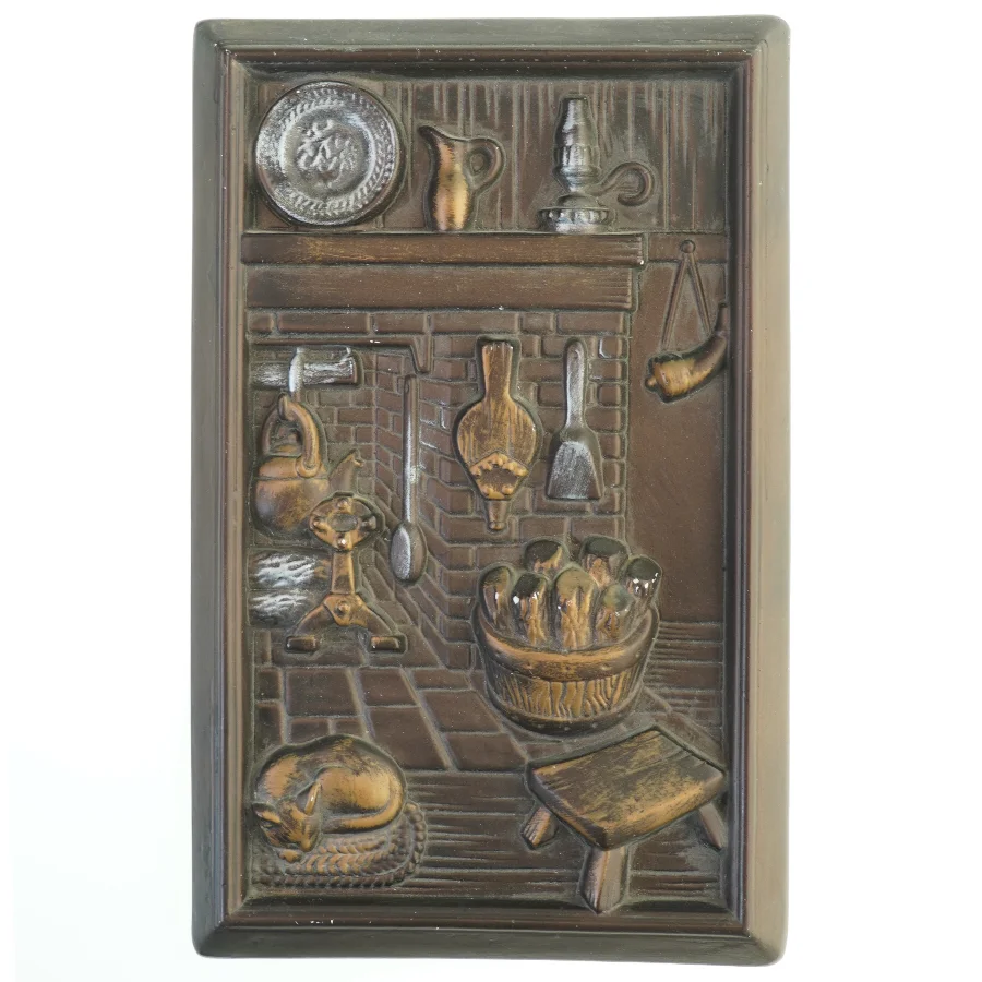 Relieff billede af rustikt køkken (str. 42x27 cm)