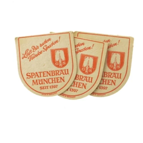 Vintage Spatenbräu Munchen ølbrikker fra Gs (str. 11,5x11 cm)