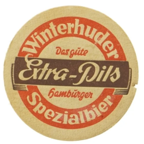 Vintage ølbrikker fra Winterhuder Pilsner (str. Ø. 12 cm)