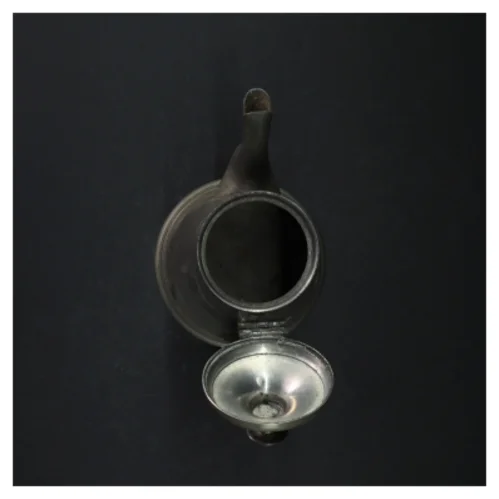 Tin kaffekande  fra V. T. Petersen (str. H. 19 cm)