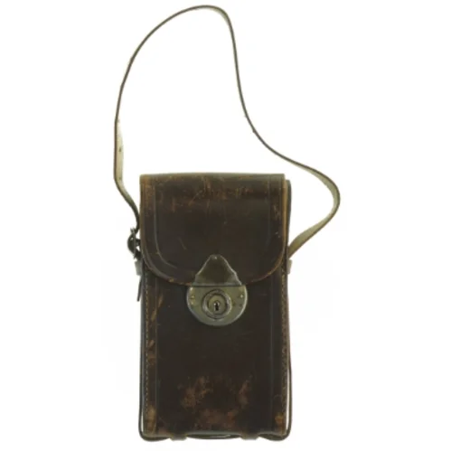 Vintage læder kamerataske (str. 18 x 10 x 4 cm)