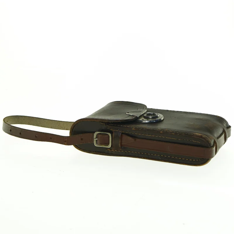 Vintage læder kamerataske (str. 18 x 10 x 4 cm)