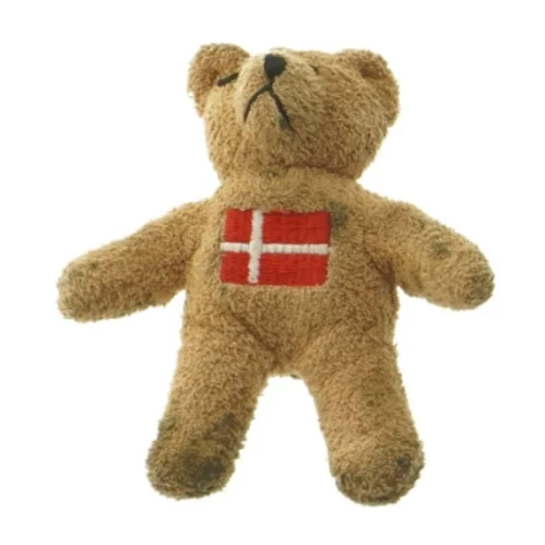 Tøjdyr bamse med dansk flag fra Godtbergsen (str. 12,5 cm)
