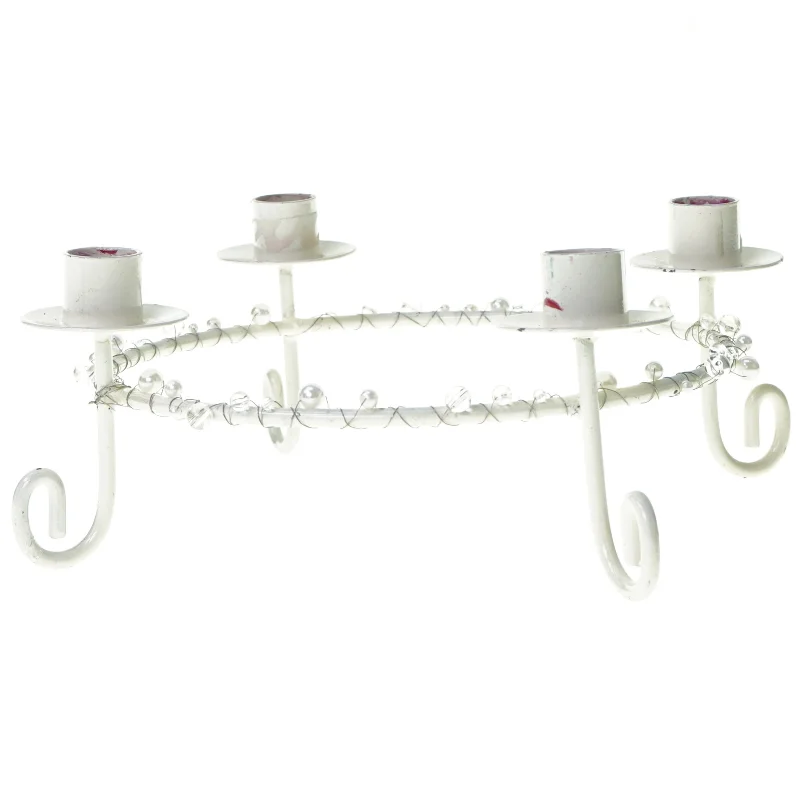 Fin Lysestage i hvidmalet metal (str. 20 cm)