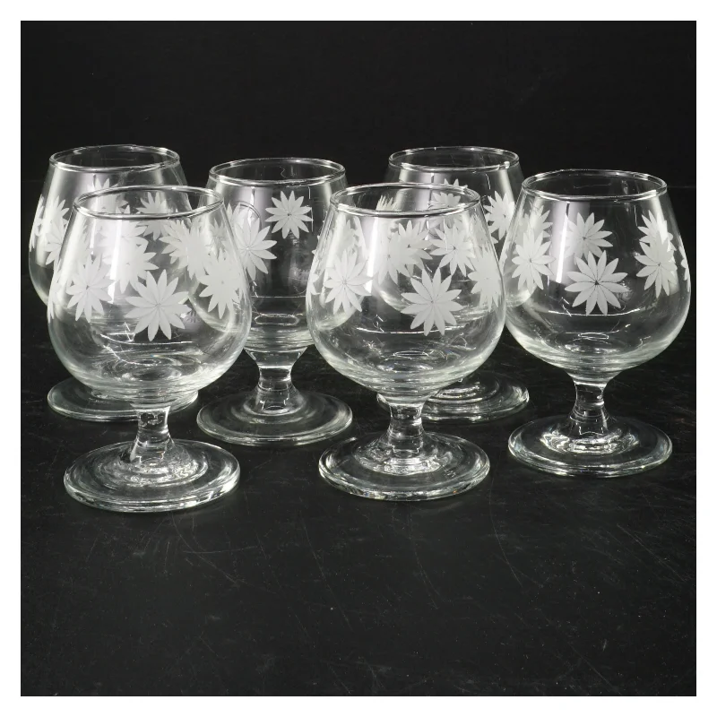 Smukke håndmalede cognac glas blomstermønster (str. Ø 7 cm)