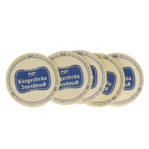 Vintage ølbrikker fra Burgerbrau Jnnsbrurk (str. Ø. 12 cm)