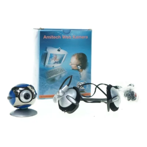 Web cam og høretelefoner fra Amitech