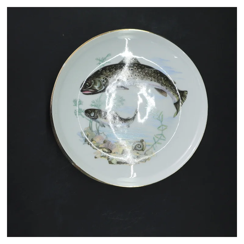 Spisetallerken med fiskemotiv fra Colditz (str. 5 styk, ø 17 cm)