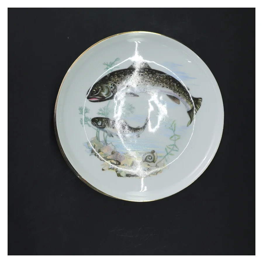 Spisetallerken med fiskemotiv fra Colditz (str. 5 styk, ø 17 cm)
