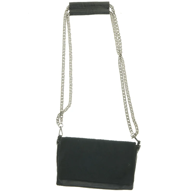 Sort skuldertaske med metalkæde (str. 27,5x17,5 cm)