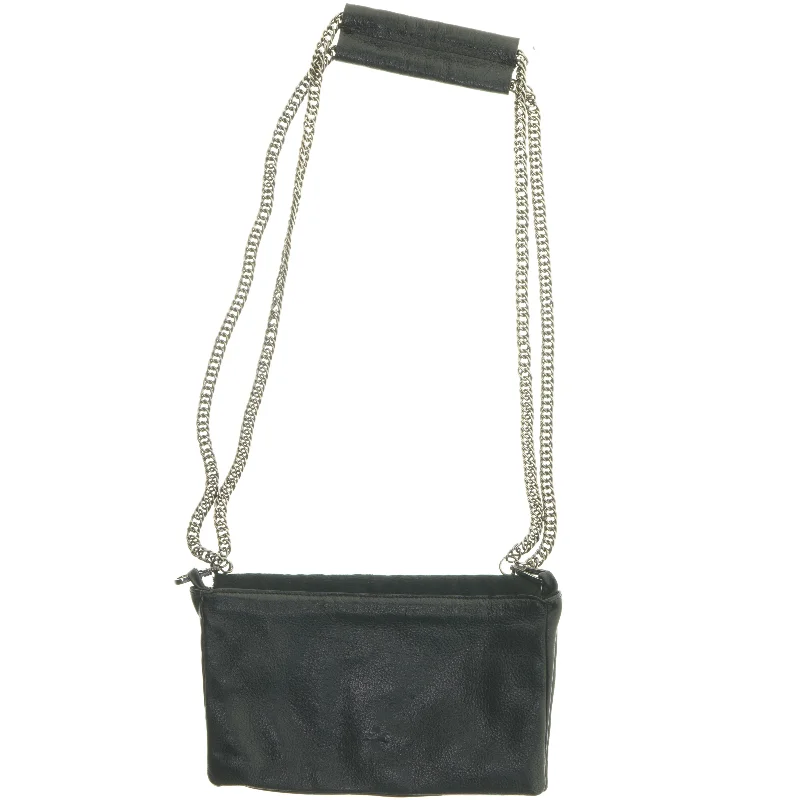 Sort skuldertaske med metalkæde (str. 27,5x17,5 cm)