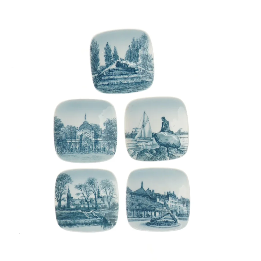 Danske porcelænsplatter fra Bing & Grøndal (str. 8x8 cm)