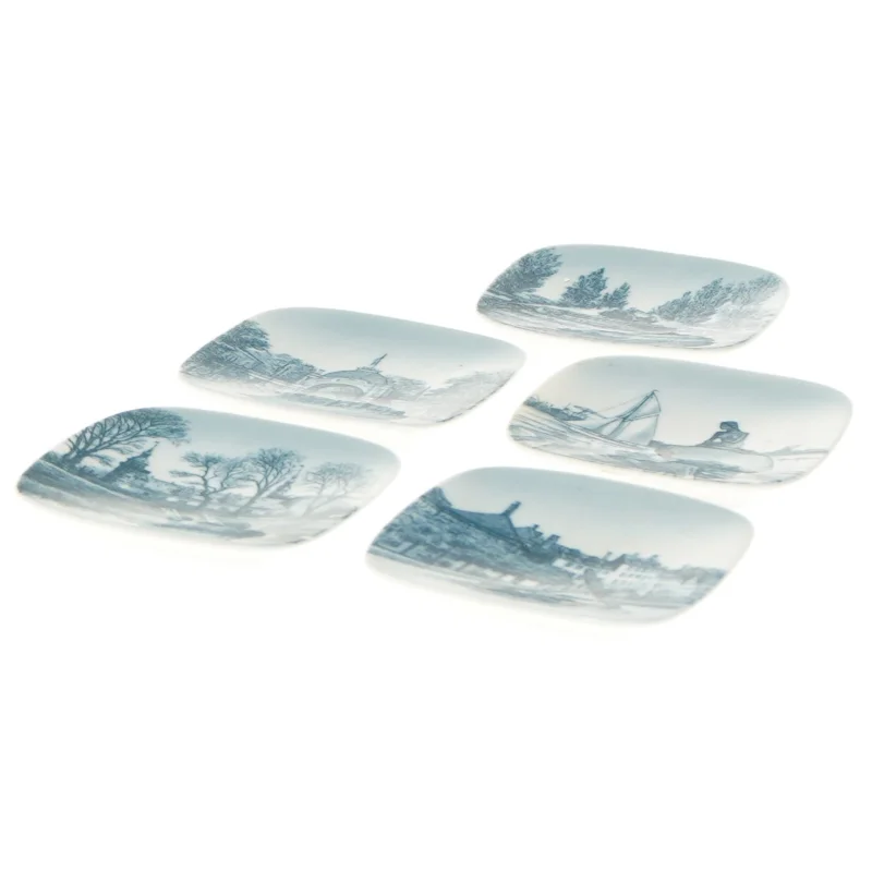 Danske porcelænsplatter fra Bing & Grøndal (str. 8x8 cm)