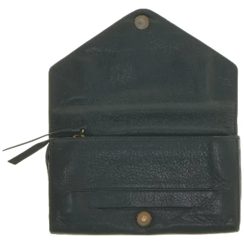 Mørkegrøn pung i læder (str. 19x11 cm)