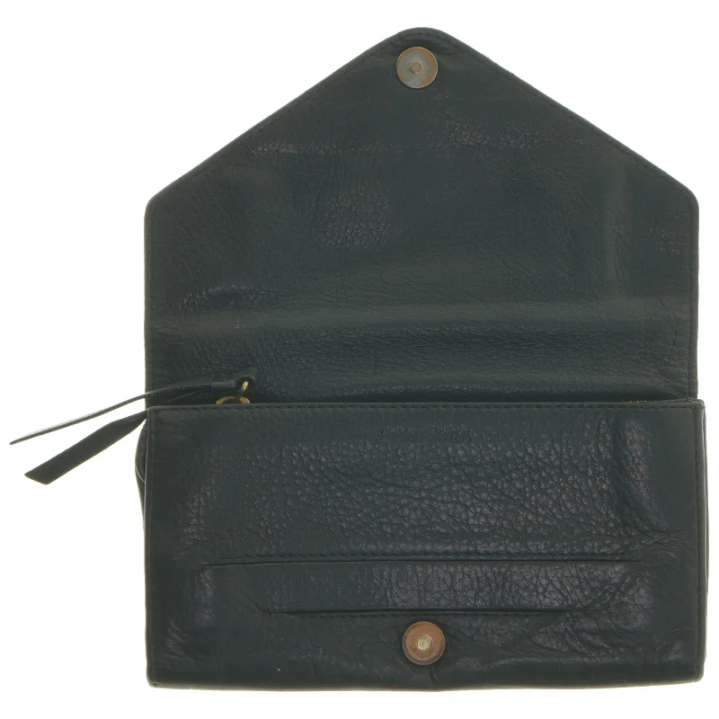 Mørkegrøn pung i læder (str. 19x11 cm)