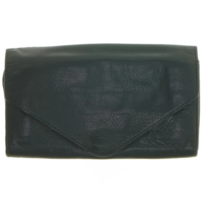 Mørkegrøn pung i læder (str. 19x11 cm)