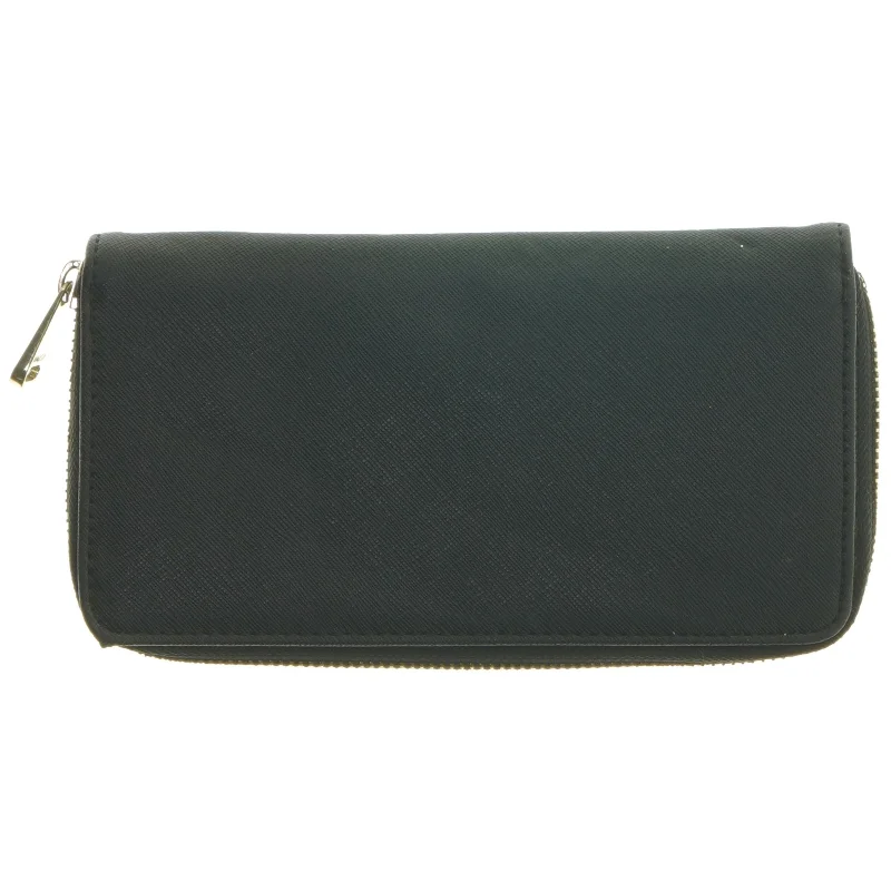 Sort læderpung med lynlås fra Mango (str. 20x11 cm)