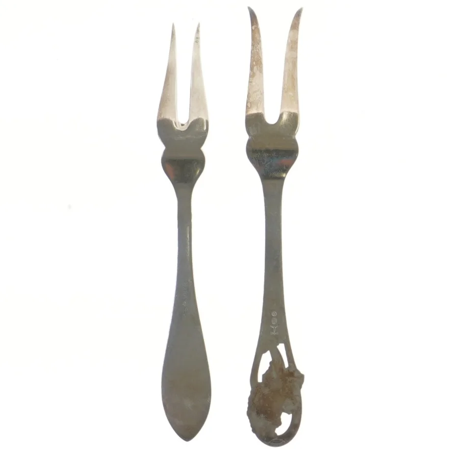 Sæt af sølv serveringsgafler (str. 22 og 23 cm)