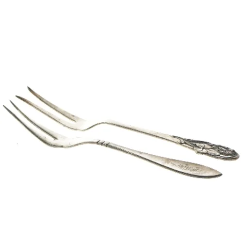 Sæt af sølv serveringsgafler (str. 22 og 23 cm)