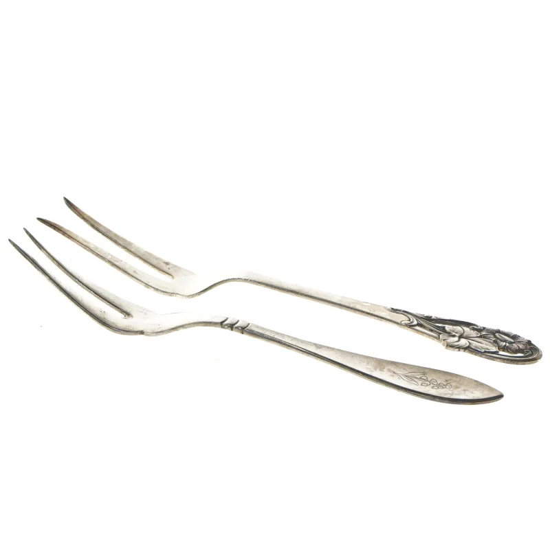 Sæt af sølv serveringsgafler (str. 22 og 23 cm)