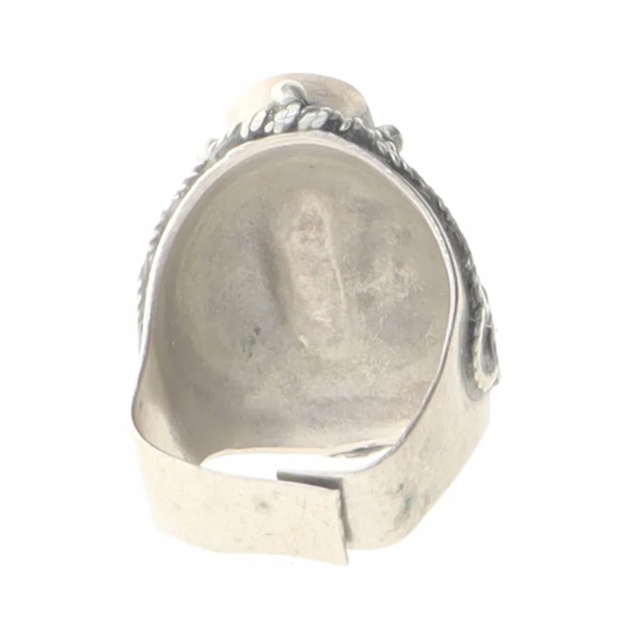 Vintage ring med grå sten (str. Ø 50 mm)