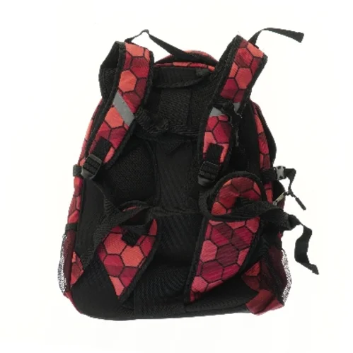 Rød rygsæk med mønster (str. 44x16x34 cm)