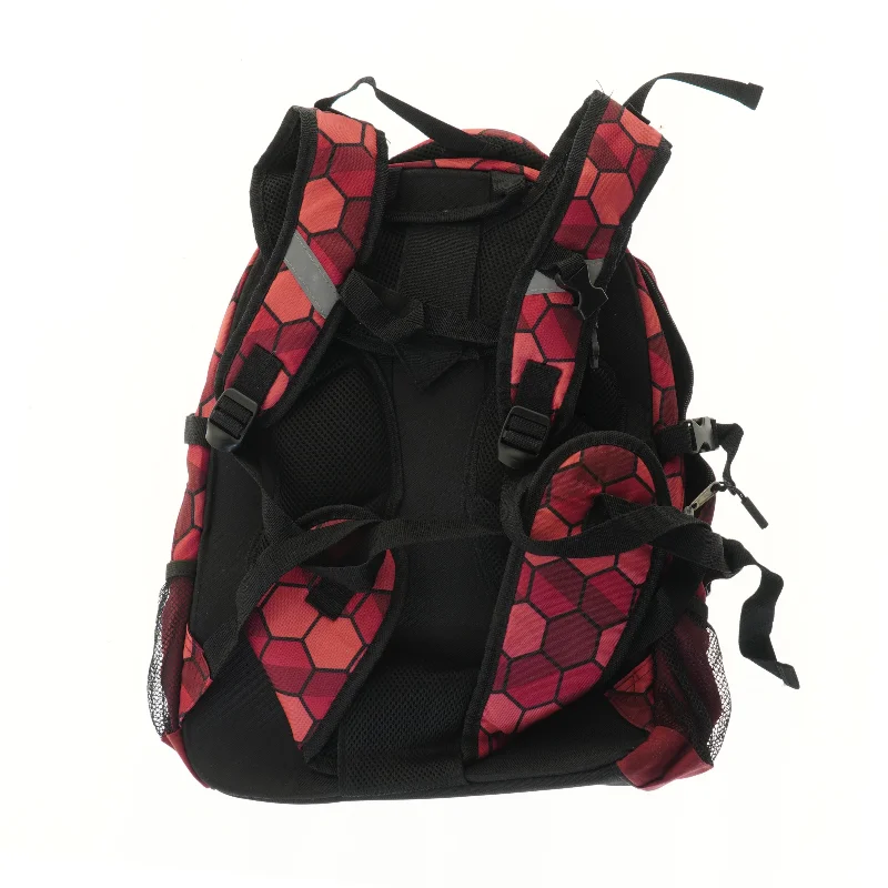 Rød rygsæk med mønster (str. 44x16x34 cm)