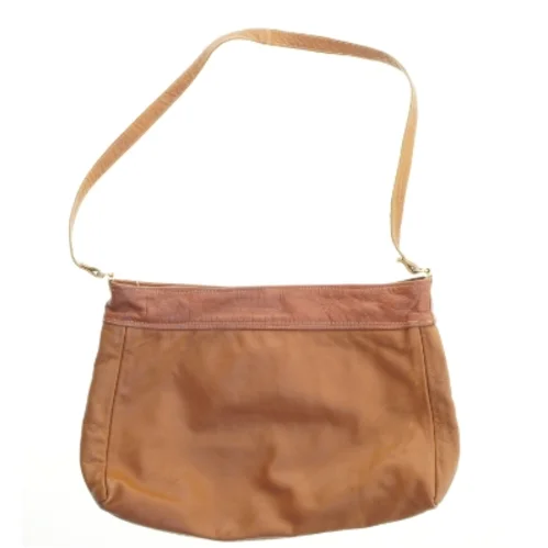 Brun læder skuldertaske (str. 41x29 cm)