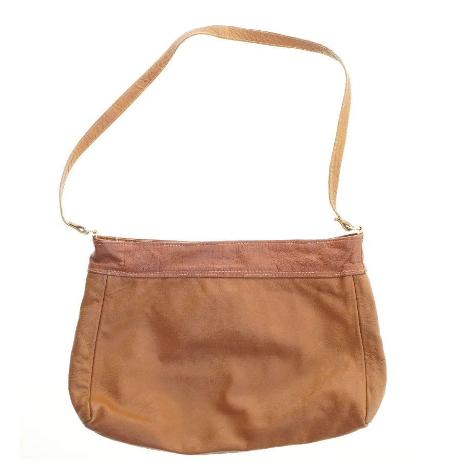 Brun læder skuldertaske (str. 41x29 cm)