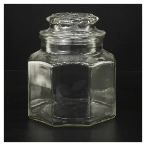 Glasbeholder med låg (str. Ø 10,5 cm længde 16,5 cm)