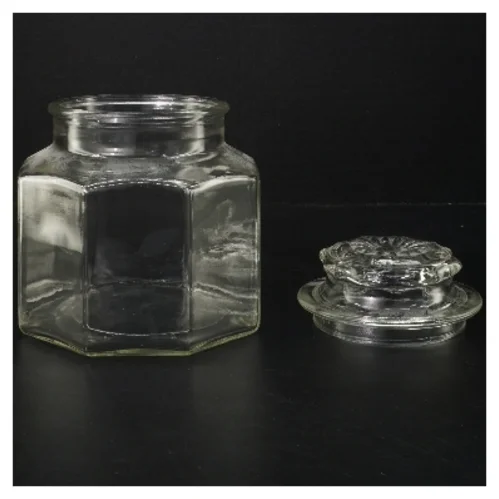 Glasbeholder med låg (str. Ø 10,5 cm længde 16,5 cm)