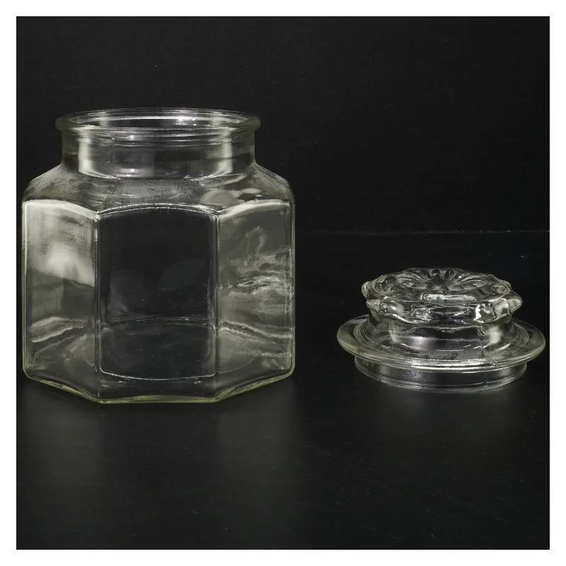 Glasbeholder med låg (str. Ø 10,5 cm længde 16,5 cm)