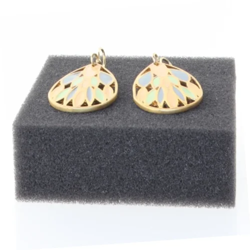 Guldøreringe med indlagt perlemor (str. 3,5 cm)