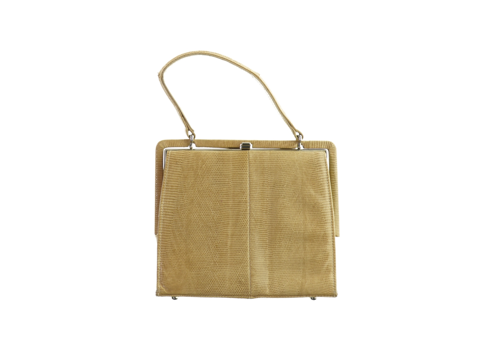 Ægte slangeskinds-håndtaske med klik åbning fra Fassbender of London (str. LB: 20x18 cm)