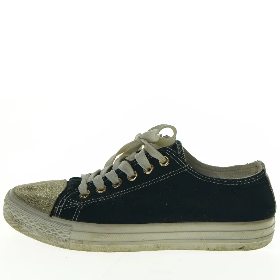 Denim-blå sneakers med gulddetaljer fra Reeca (str. 37)