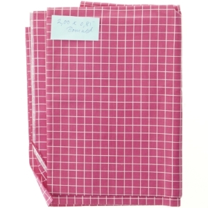 Lyserød- og hvidternet bomuld (str. 200 x 85 cm)