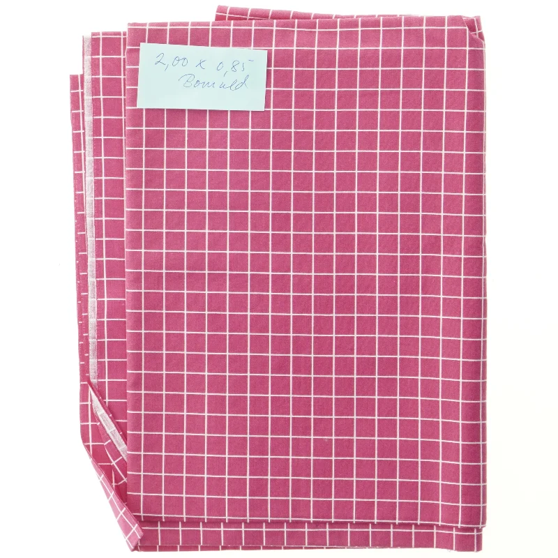 Lyserød- og hvidternet bomuld (str. 200 x 85 cm)