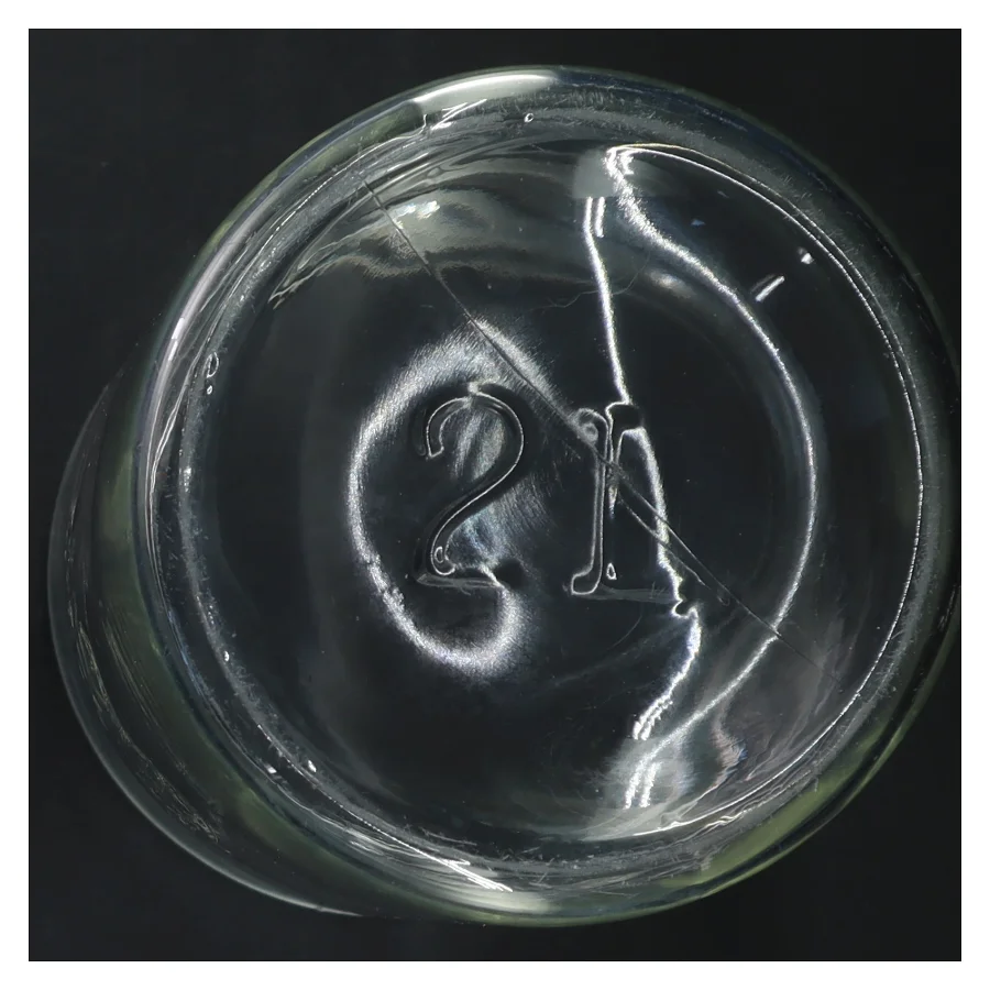 Glasbeholder med FRISCO logo fra Frisco (str. Ø 12 cm længde 21 cm)