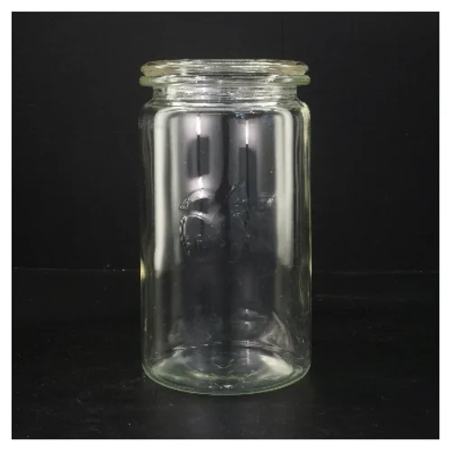 Glasbeholder med FRISCO logo fra Frisco (str. Ø 12 cm længde 21 cm)