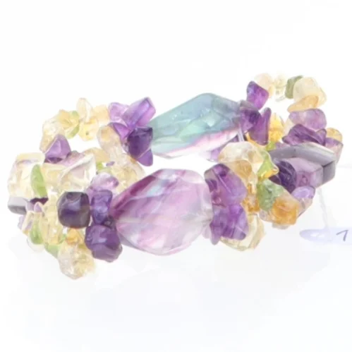 Flerfarvet armbånd med ædelsten (str. De 7 centitaleter)