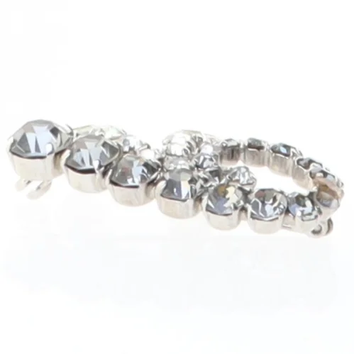 Sølvfarvet broche med sten (str. 4 cm)