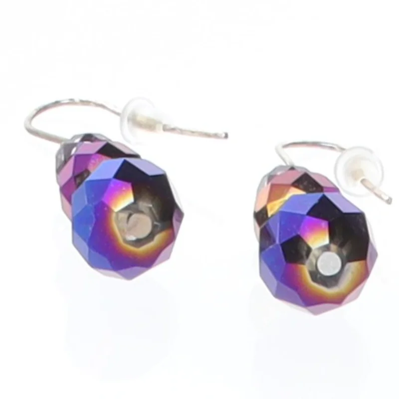 Øreringe med farvede krystaller (str. 2,5 cm)