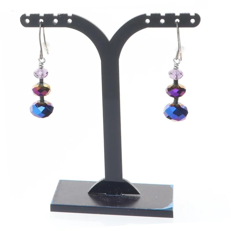 Øreringe med farvede krystaller (str. 2,5 cm)