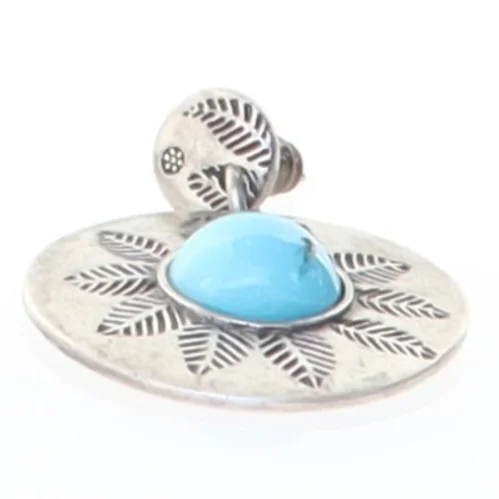 Sølvfarvede øreringe med turkis (str. 3 cm)