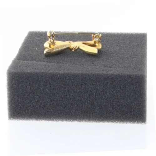 Gylden broche med simulerede diamanter (str. 3 cm)