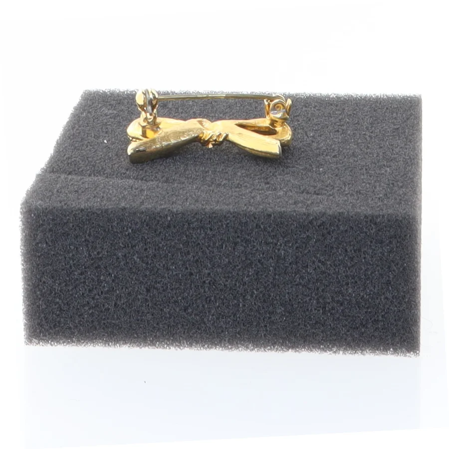 Gylden broche med simulerede diamanter (str. 3 cm)
