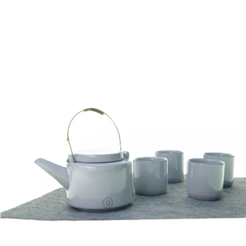 Thekande plus 5 kopper fra Hübsch (str. 18 cm )