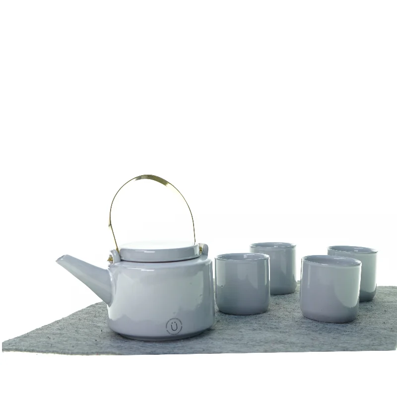 Thekande plus 5 kopper fra Hübsch (str. 18 cm )